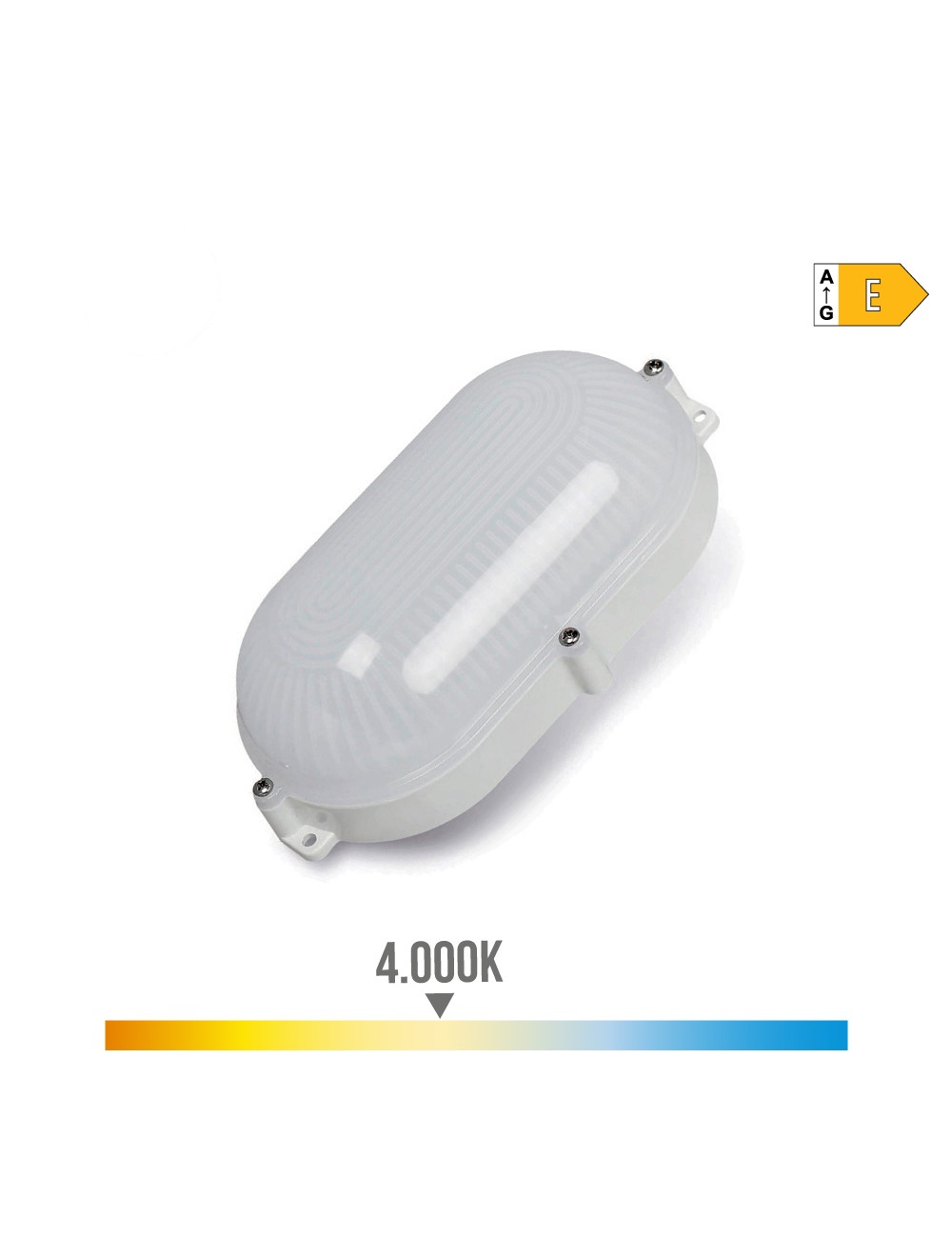 Aplique exterior led oval blanco 9w ip65 4000k 212x118x66mm luz dia