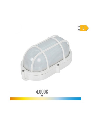 Aplique superficie led oval rejilla exterior 9w 1.066lm ip65 4000k 11,8x21,2x9cm