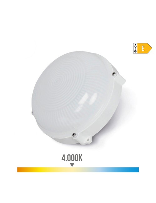 Aplique exterior led circular blanco 12w ip65 4000k luz día ø19,2x7,2cm