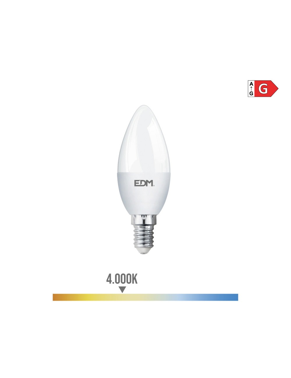 Bombilla vela led e14 5w 400lm 4000k luz dia ø3,5x10cm edm