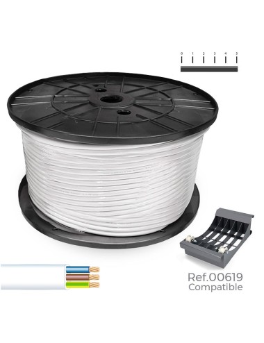 Carrete cable manguera plana blanca 3x1mm 300m (audio) (bobina grande ø400x200mm)