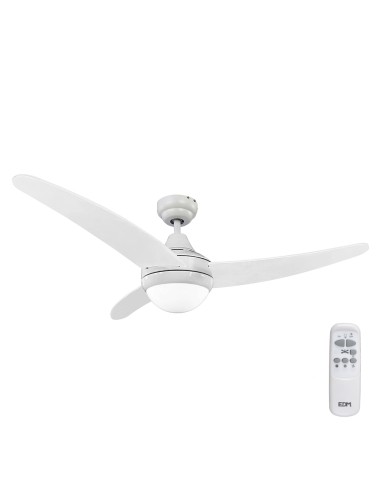 Ventilador de techo modelo egeo. color blanco. potencia: 60w aspas: ø122cm con mando a distancia edm