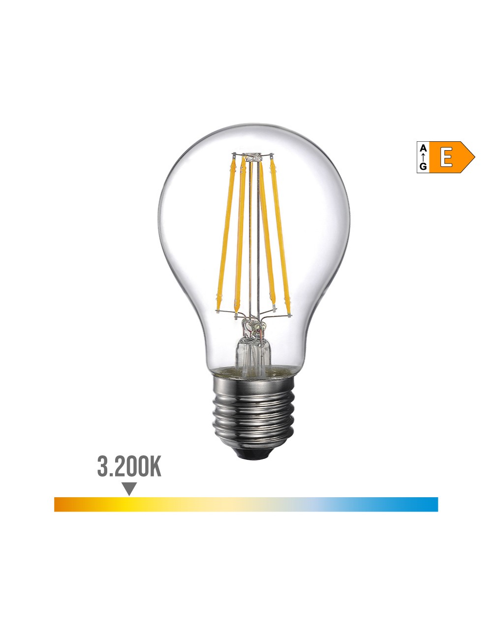 Bombilla standard con filamento de led e27 6w 800lm 3200k luz calida ø6x10,6cm edm