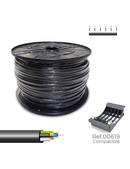 Carrete cable manguera acrilica 1kv negra 5x1,5mm 100m (bobina grande ø400x200mm)