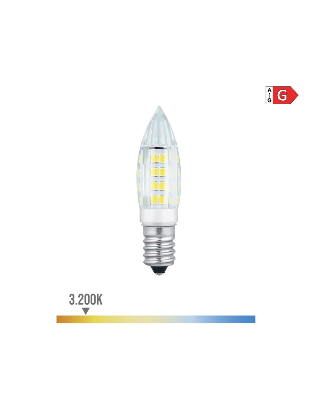 Bombilla mini vela led e14 3w 280lm 3200k luz calida ø1,6x6,9cm edm