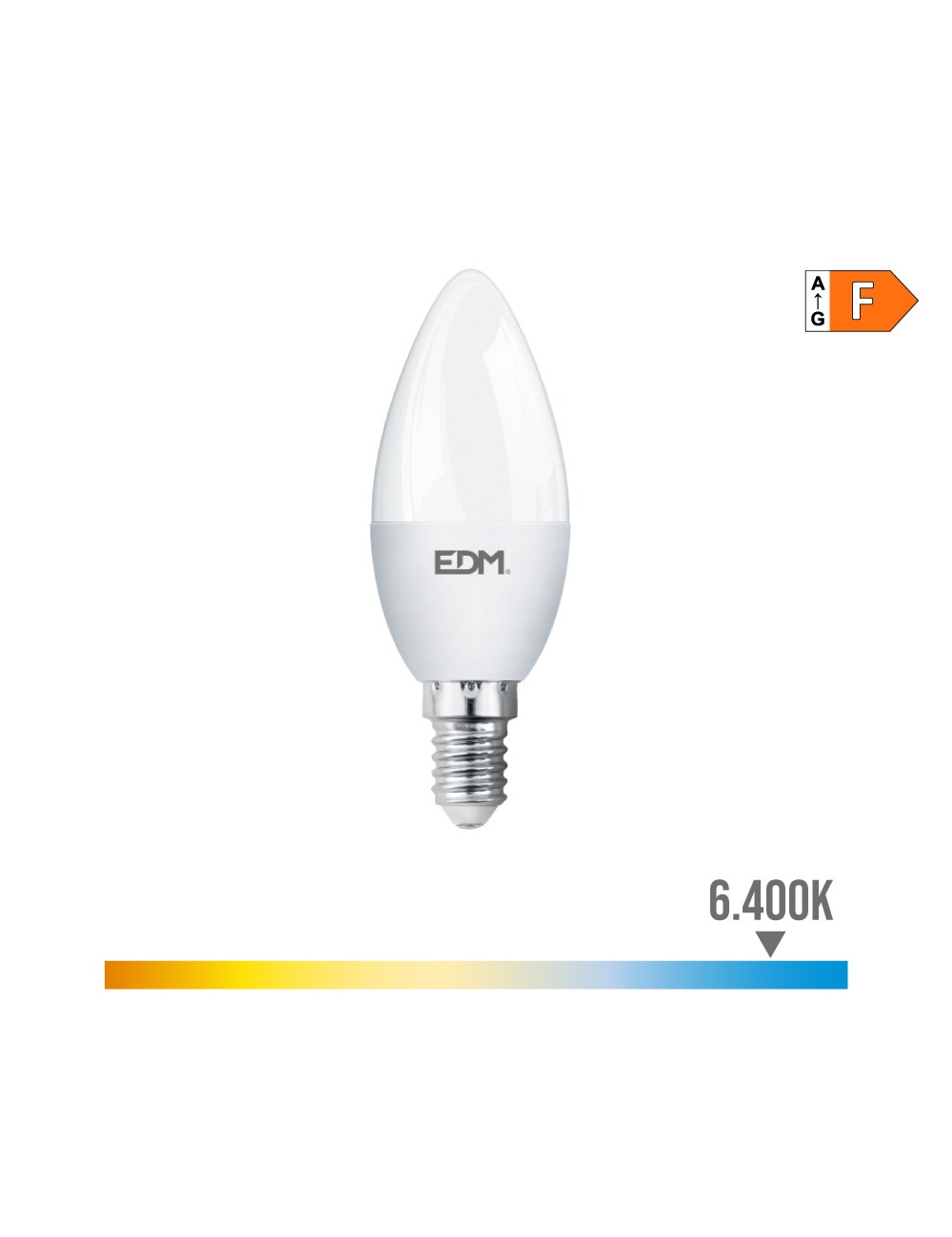 Bombilla vela led e14 7w 600lm 6400k luz fria ø3,5x10,7cm edm