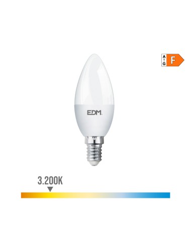 Bombilla vela led e14 7w 600lm 3200k luz calida ø35x107mm edm