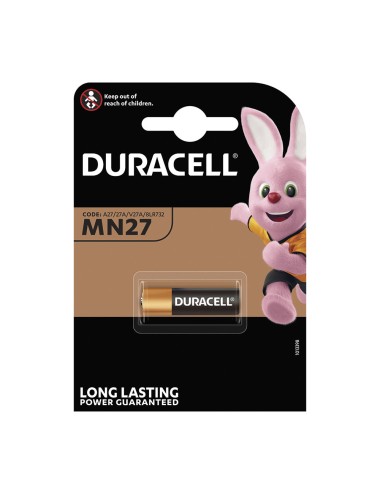 Pila alkalina duracell long lasting power a27/v27a - mn27 12v (blister 1 unid.) ø8x28,2mm