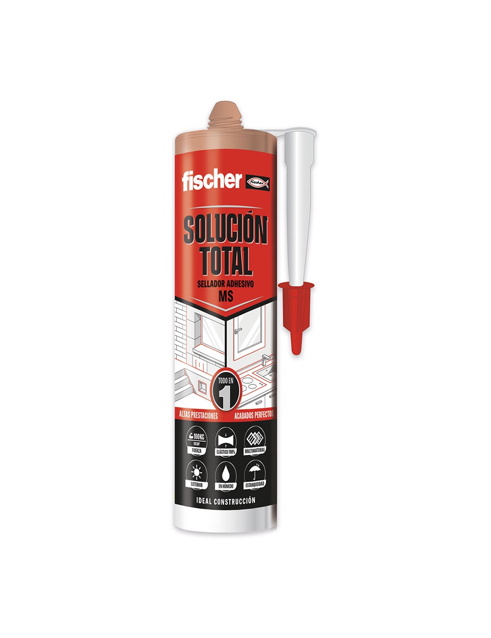 Ms sellante adhesivo marron 546186 fischer 290ml