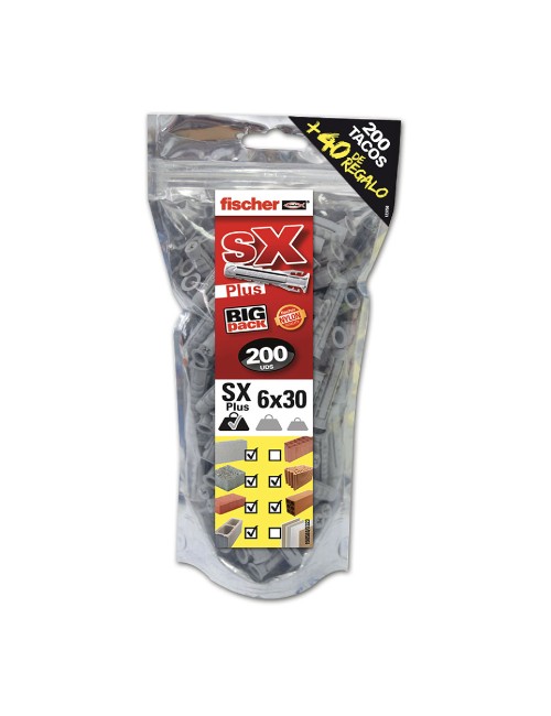 Big pack tacos fischer sx plus ø6x30mm 200 unid. + 40 unid. gratis 568725