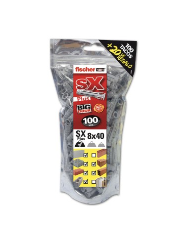 Big pack tacos fischer sx plus ø8x40mm 100 unid. + 20 unid. gratis 568726