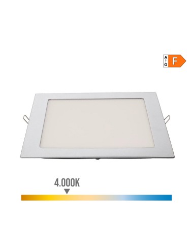 Downlight led empotrable cuadrado 20w luz dia 4000k 1500lm color cromado 22x22cm edm