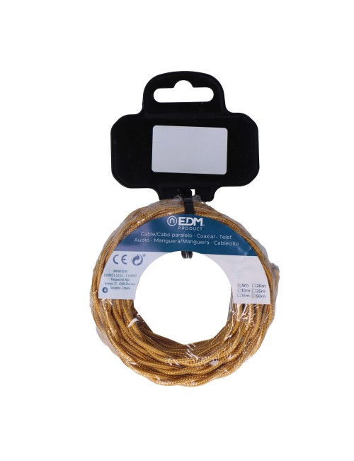 Cable textil trenzado 2x0,75mm oro 5m