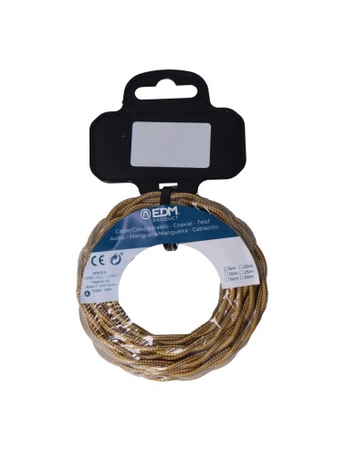 Cable textil trenzado 2x0,75mm oro oscuro 5m