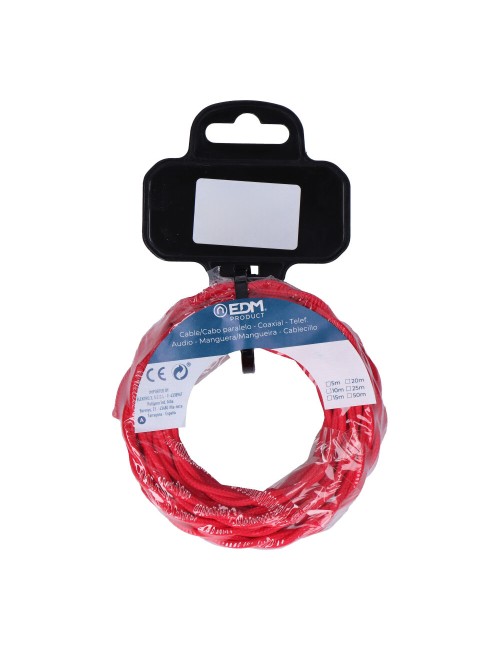 Cable textil trenzado 2x0,75mm rojo 5m