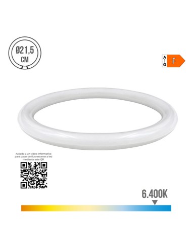 Tubo circular led g10q 15w 1500lm 6400k luz fria (eq. 99w) ø21,5cm edm