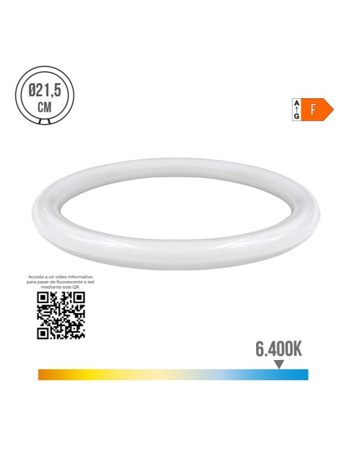 Tubo circular led g10q 15w 1500lm 6400k luz fria (eq. 99w) ø21,5cm edm