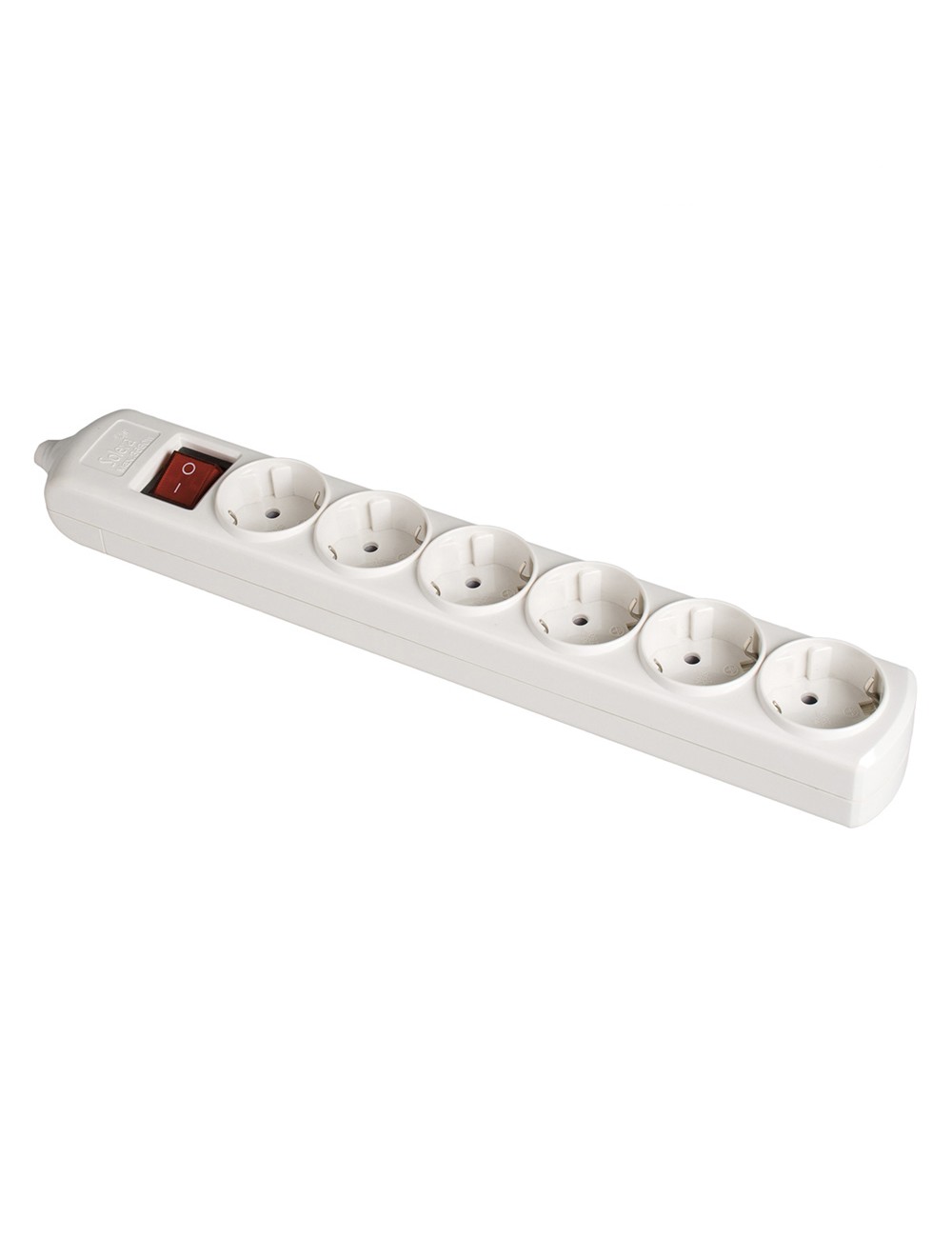 Base bipolar 6 tomas con t/tl 10/16a 250v blanco + interruptor luminoso solera