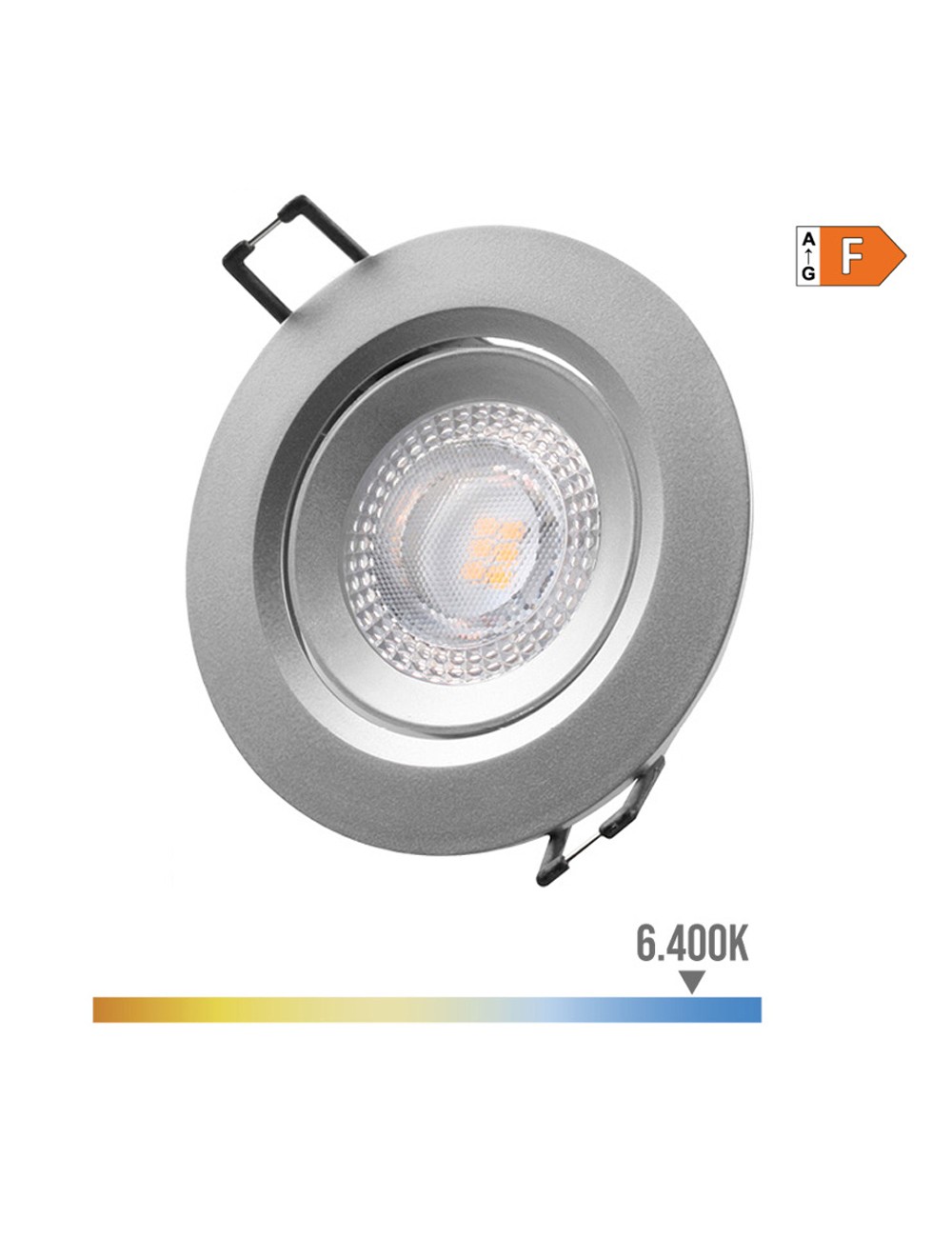 Downlight led empotrable redondo 5w 6400k luz fria. color cromo ø9cm edm