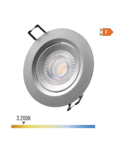 Downlight led empotrable redondo 5w 3200k luz calida color cromo ø9cm edm