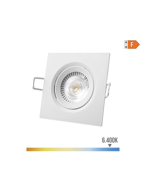 Downlight led empotrable cuadrado 5w 6400k luz fria color blanco 9x9cm edm