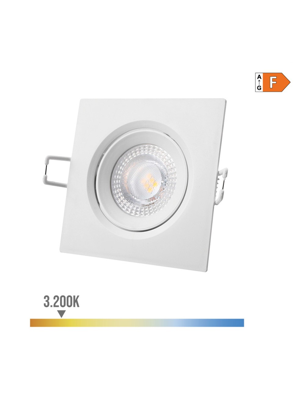 Downlight led empotrable cuadrado 5w 3200k luz calida color blanco 9x9cm edm