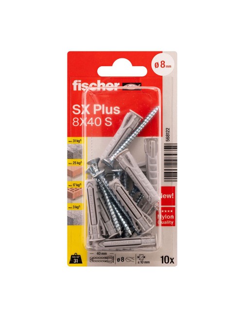 Blister taco+tornillo sx ø8x40mm sk nv 10 unid. 568122 fischer