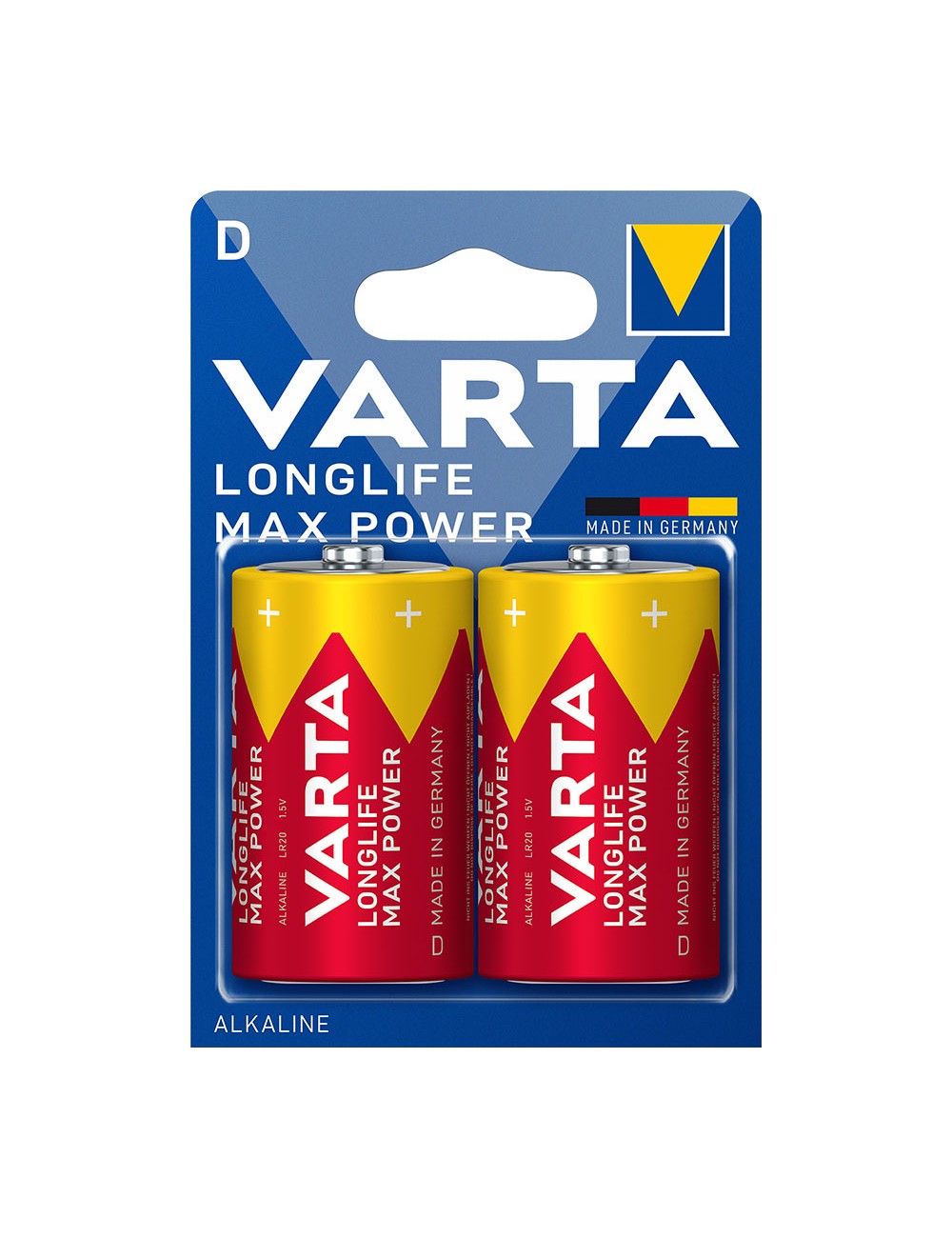 Pila varta long life max power d - lr20 (blister 2 unid.) ø34,2x61,5mm