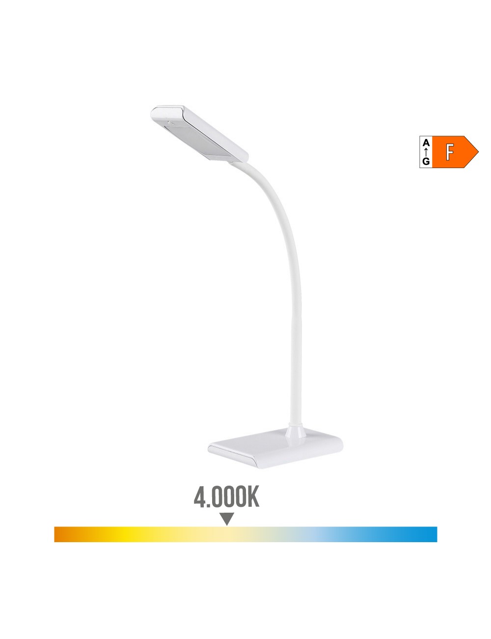 Flexo led sobremesa 7w 400lm 4000k color blanco 9x13x33cm edm