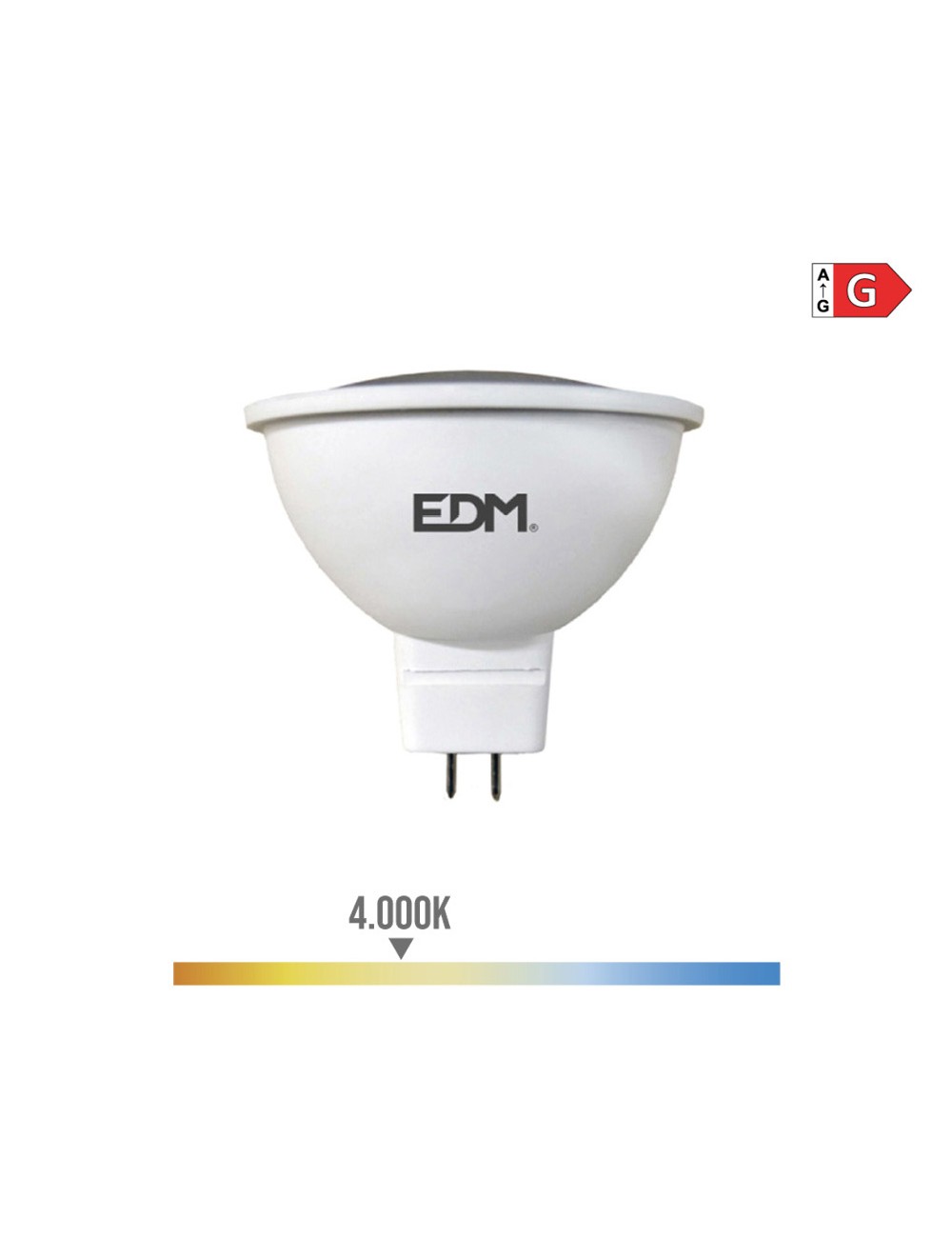 Bombilla dicroica led mr16 (gu5.3) 5w 12v 450lm 4000k luz dia ø5x5cm edm