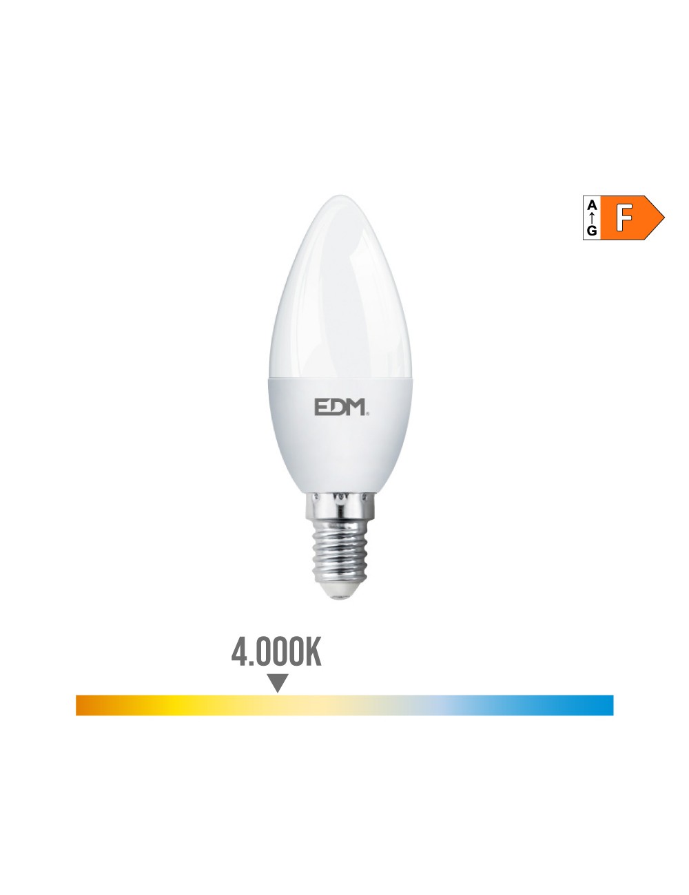 Bombilla vela led e14 7w 600lm 4000k luz dia ø3,5x10,7cm edm