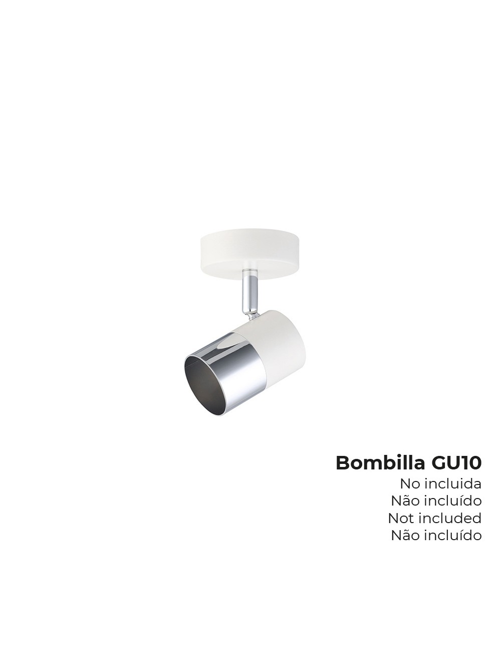 Foco halogeno 1 elemento color cromo+blanco hueso gu-10 modelo moon edm