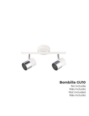 Foco halogeno 2 elementos color cromo+blanco hueso gu-10 modelo moon edm