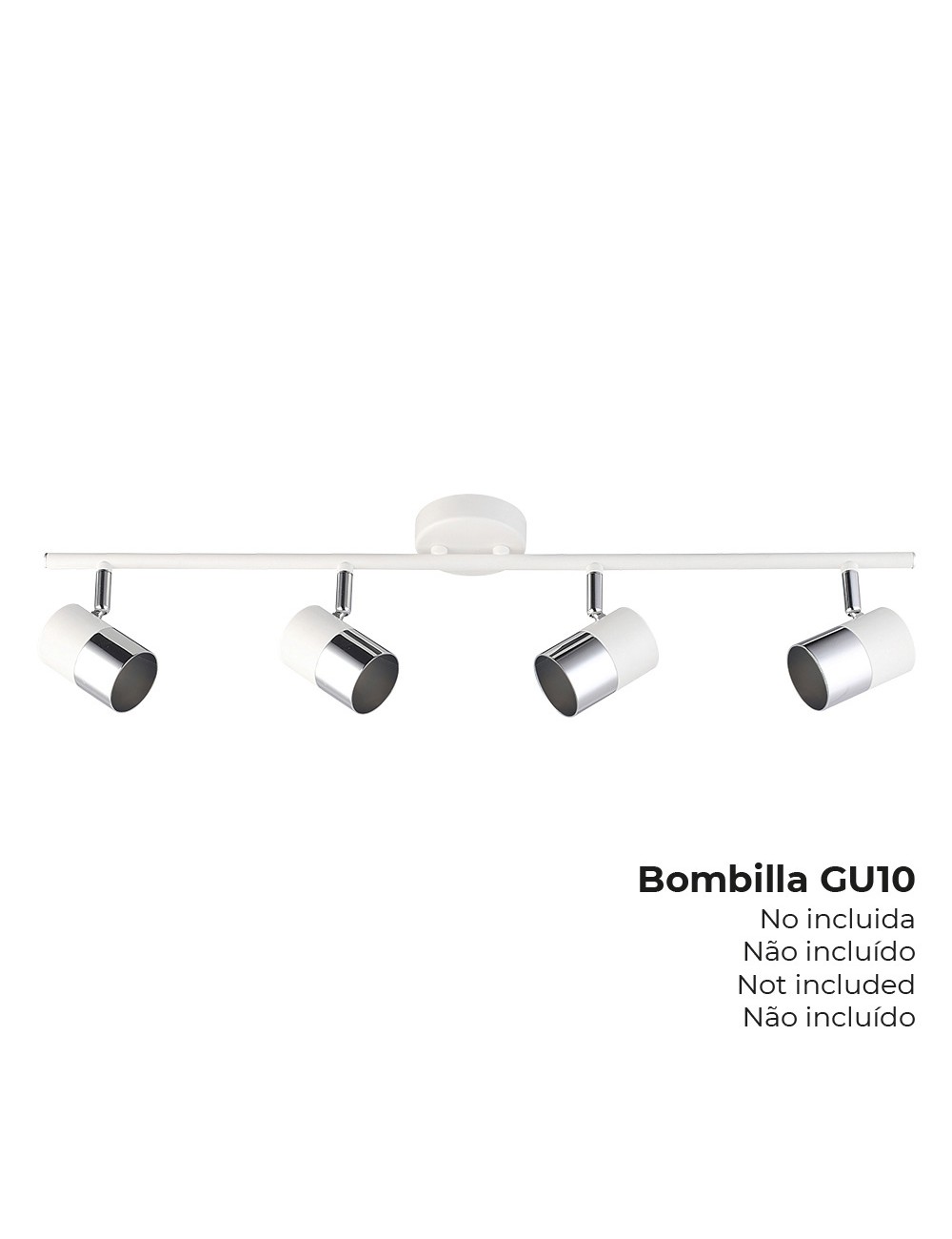 Foco halogeno 4 elementos color cromo+blanco hueso gu-10 modelo moon edm