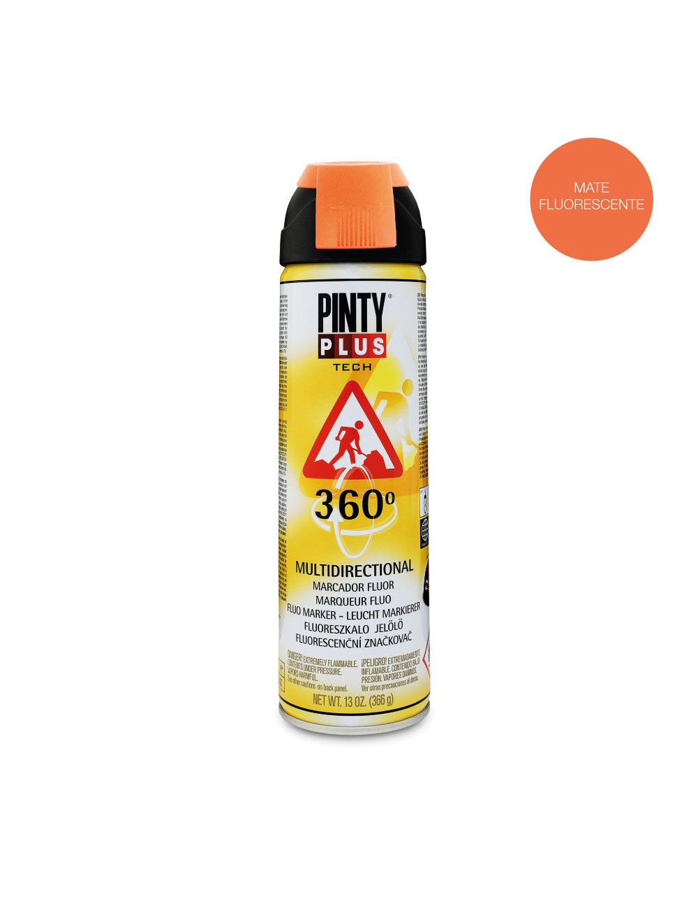 Pintura en spray pintyplus tech 650cc marcador 360° naranja t143