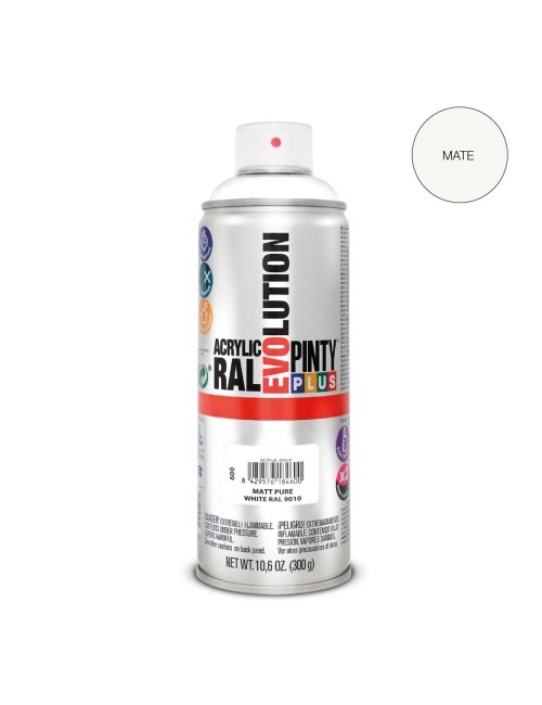 Pintura en spray pintyplus evolution 520cc ral 9010 blanco puro mate