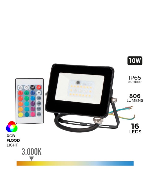 Foco proyector led rgb 10w 806lm 12,4x3,7x10,6cm edm