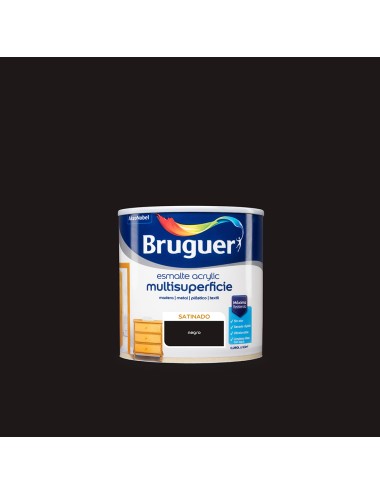 Esmalte acrylico multisuperficie satinado negro 0,250l 5160679 bruguer