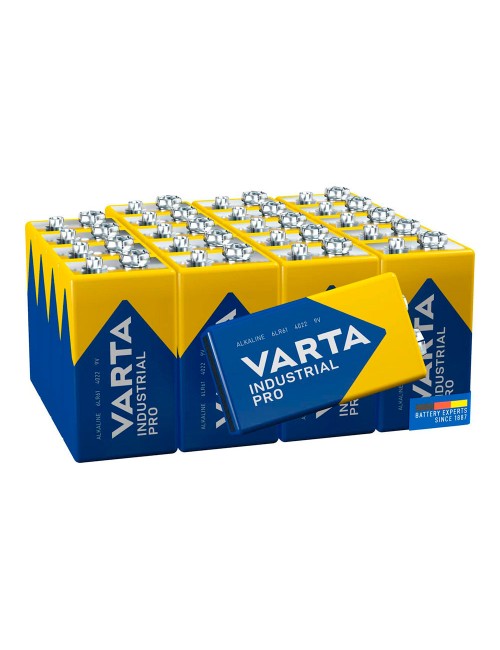 Pack de 20 pilas 9v - 6lr61 varta industrial pro 26,5x17,5x48,5mm