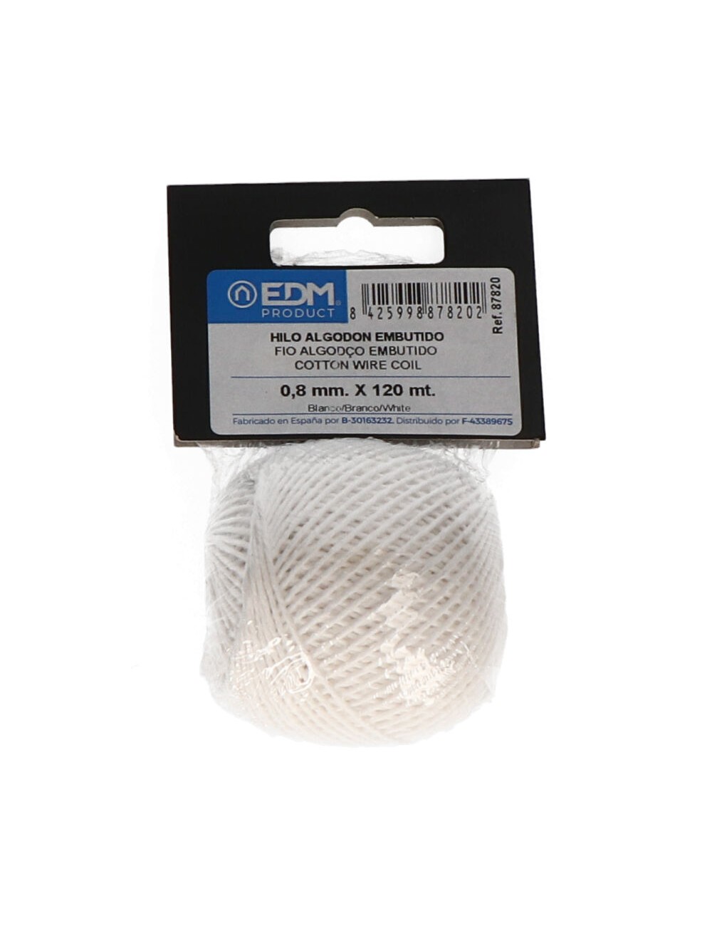 Hilo algodon embutido 50g/120m blanco edm