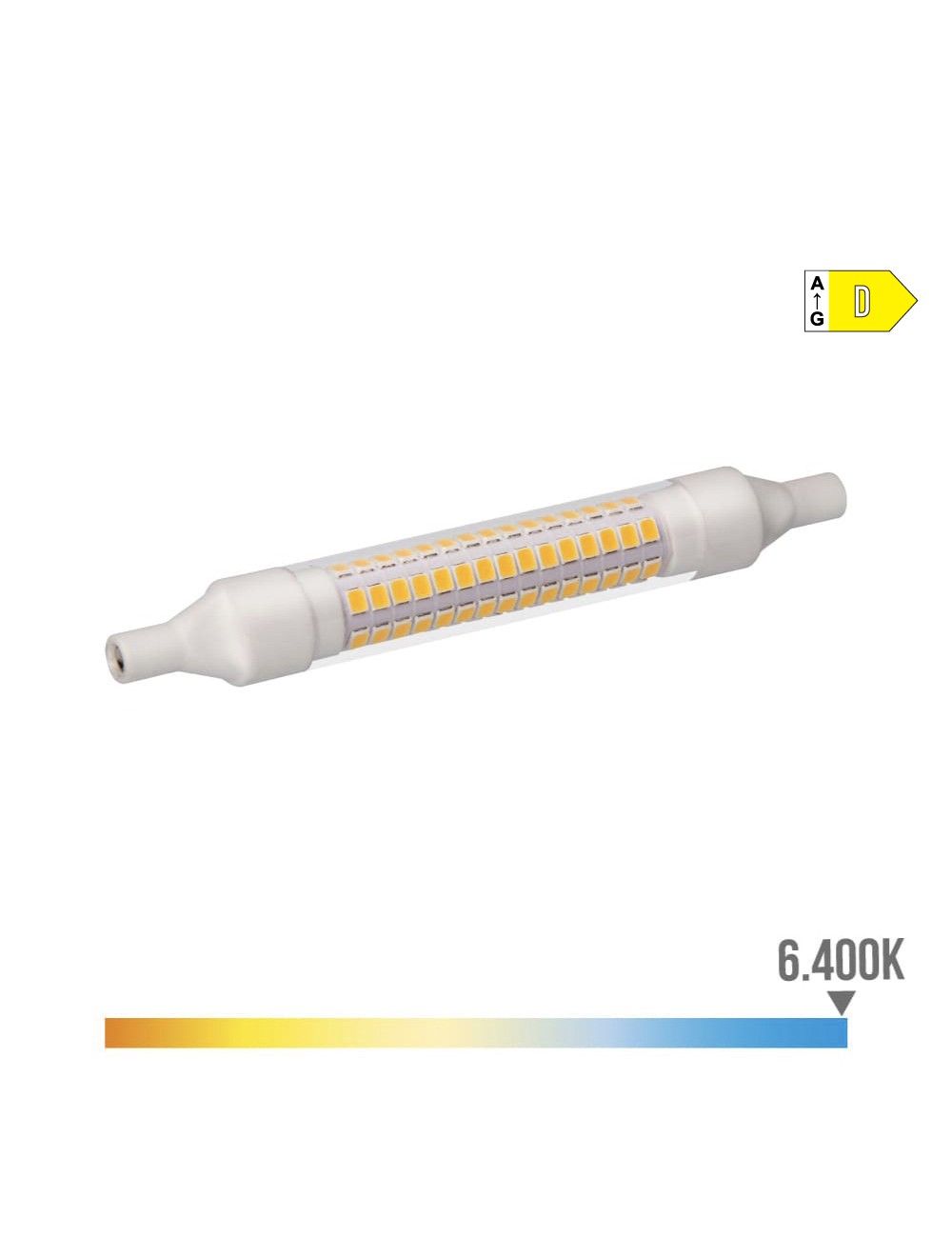 Bombilla lineal led 118mm r7s 9w 1280lm 6400k luz fria ø1,6x11,8cm edm