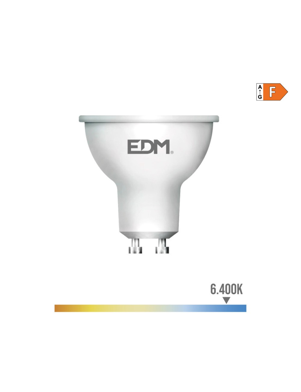 Bombilla dicroica led gu10 8w 600lm 6400k luz fria 120° ø5x5,5cm edm