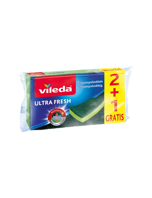 Estropajo ultra fresh con esponja 2+1 antibacterias 164001 vileda