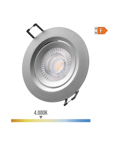 Downlight led empotrable redondo 5w 4000k luz dia color cromo ø9cm edm