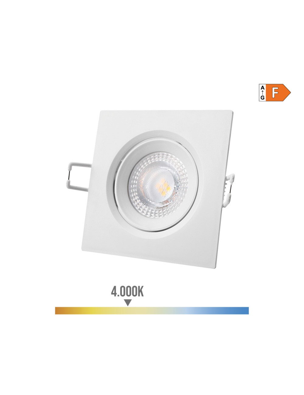 Downlight led empotrable cuadrado 5w 4000k luz dia color blanco 9x9cm edm