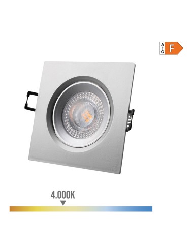 Downlight led empotrable cuadrado 5w 4000k luz dia color cromo 9x9cm edm