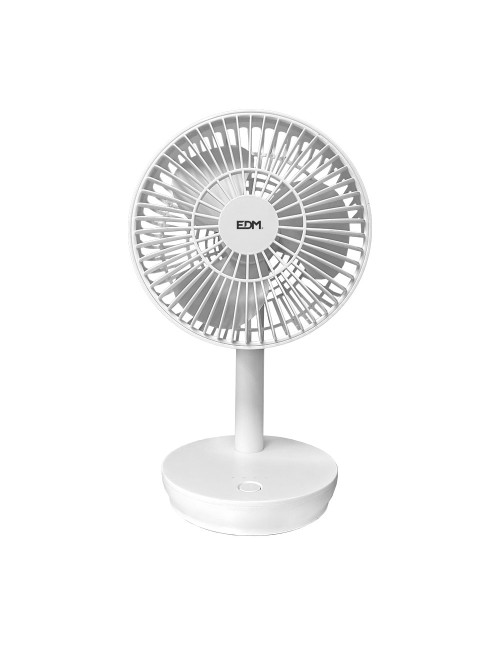 Ventilador de sobremesa recargable blanco potencia: 5w aspas: ø14,5cm 17x13x26cm edm