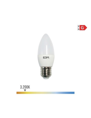 Bombilla vela led e27 5w 400lm 3200k luz calida ø3,5x10cm edm