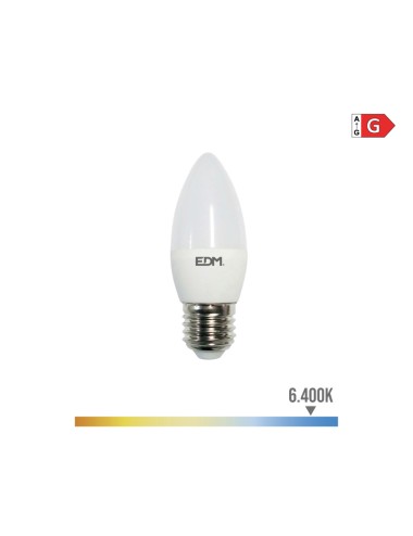 Bombilla vela led e27 5w 400lm 6400k luz fria ø3,5x10cm edm