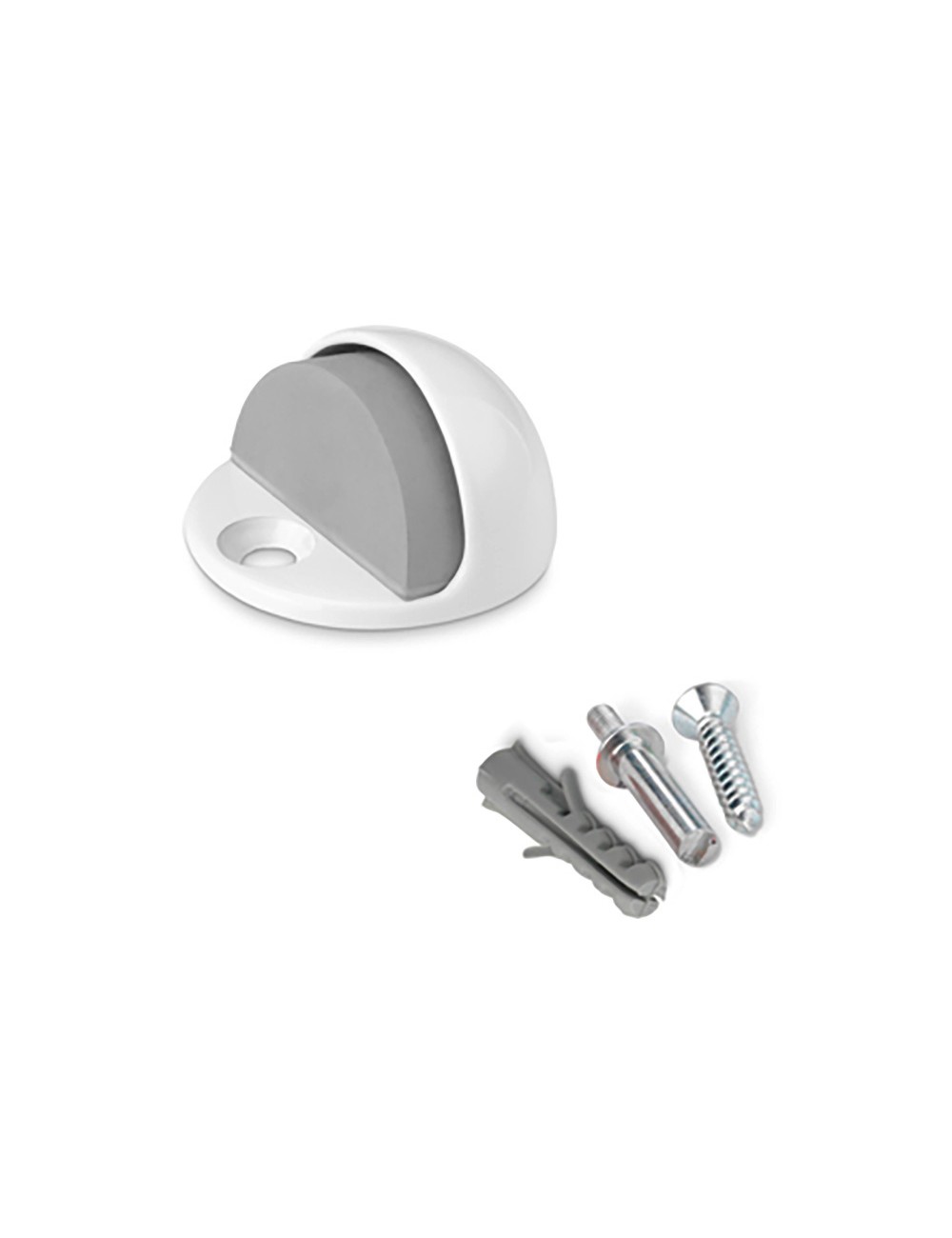 Tope puerta metalico con tornillo blanco (blister) inofix